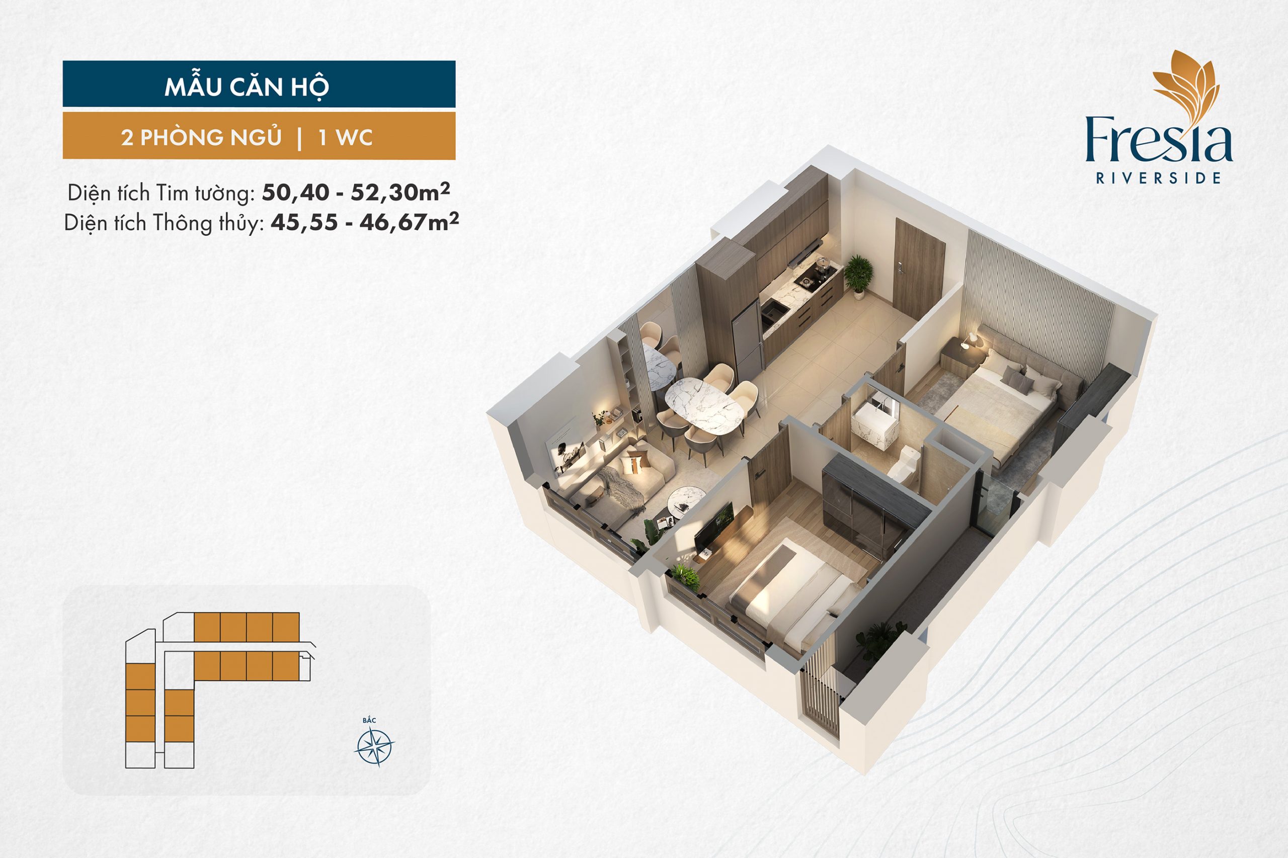thiết kê căn hộ Fresia Riverside