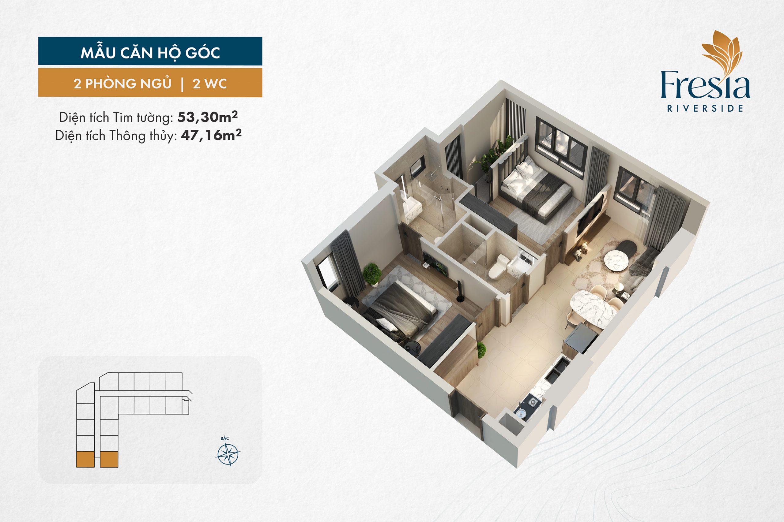 thiết kê căn hộ Fresia Riverside