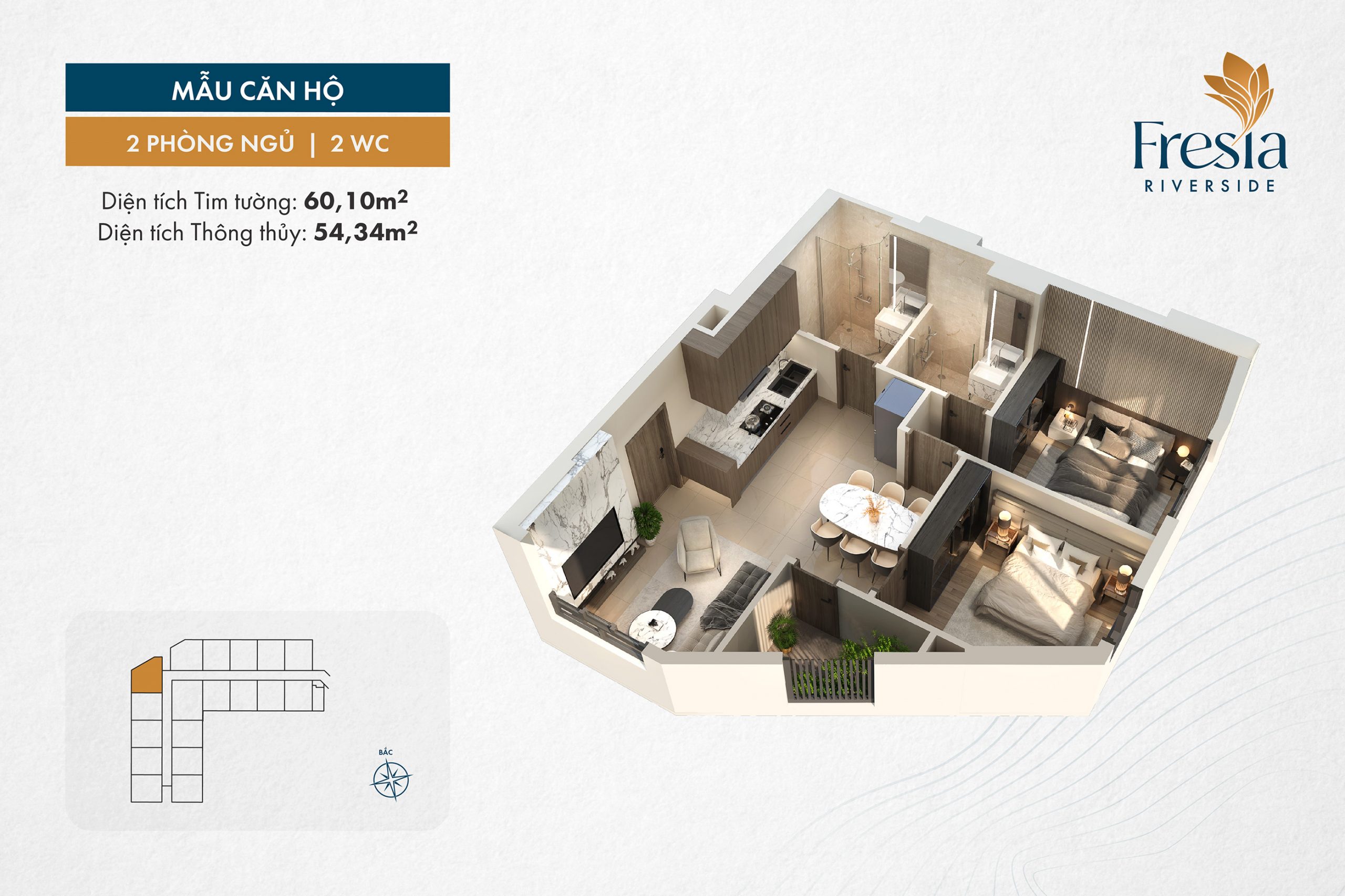 thiết kê căn hộ Fresia Riverside