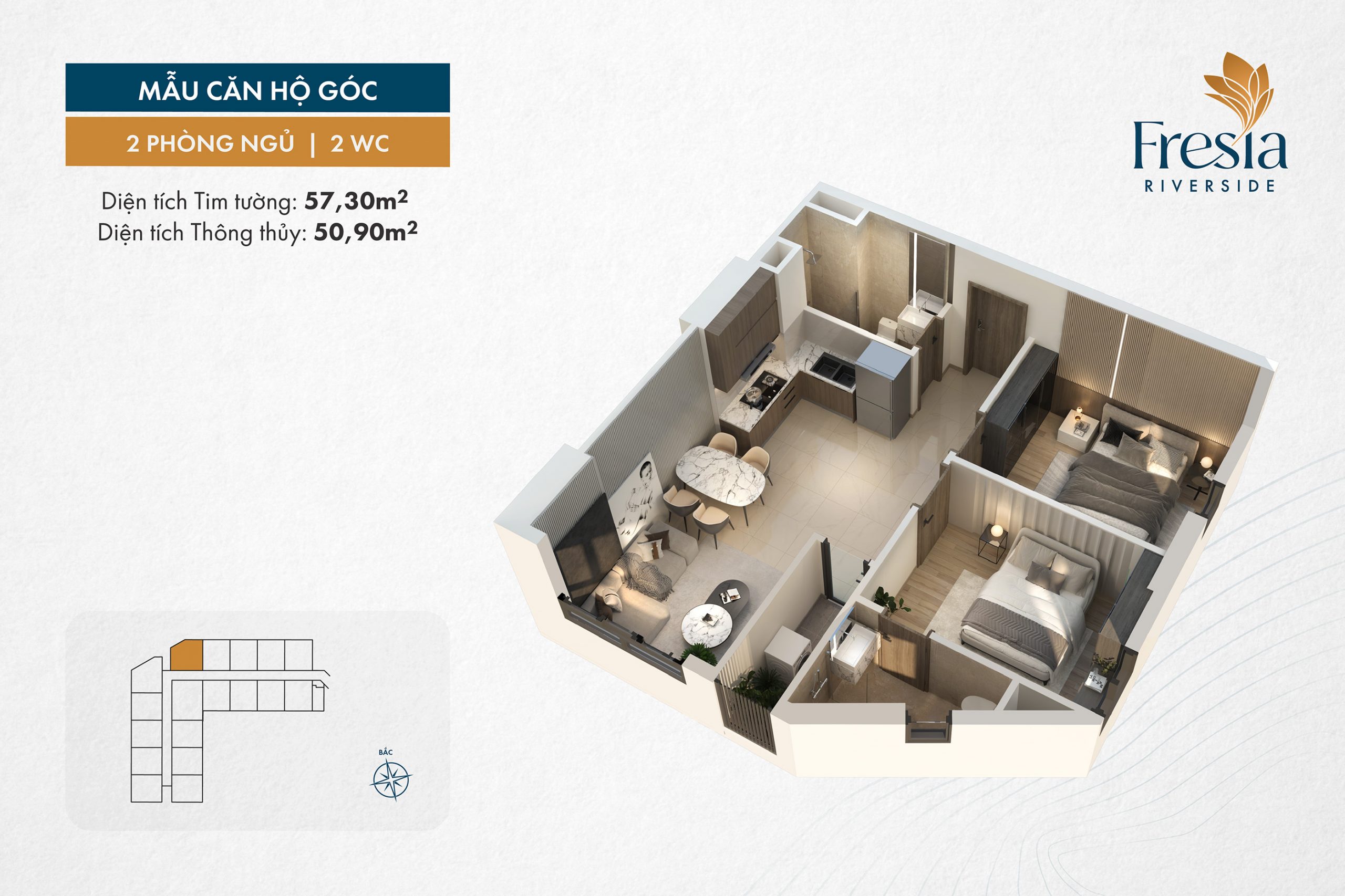 thiết kê căn hộ Fresia Riverside