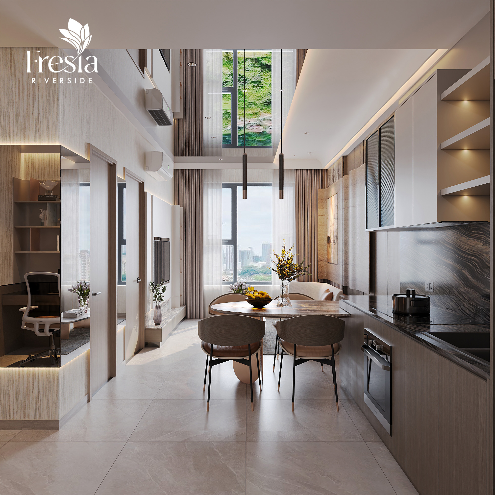 nhà mẫu căn 2pn 2wc 53m2 Fresia Riverside