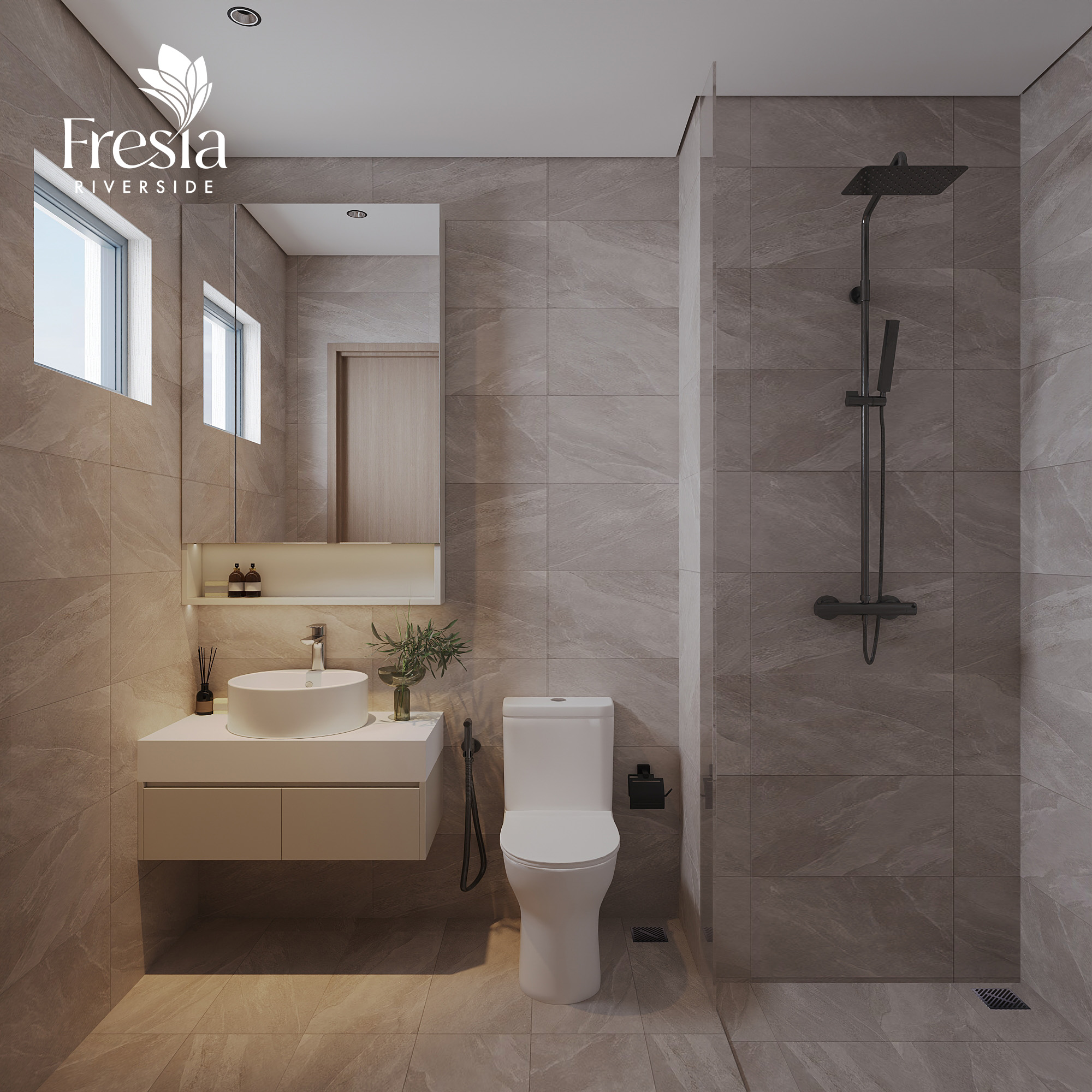 nhà mẫu căn 2pn 2wc 53m2 Fresia Riverside