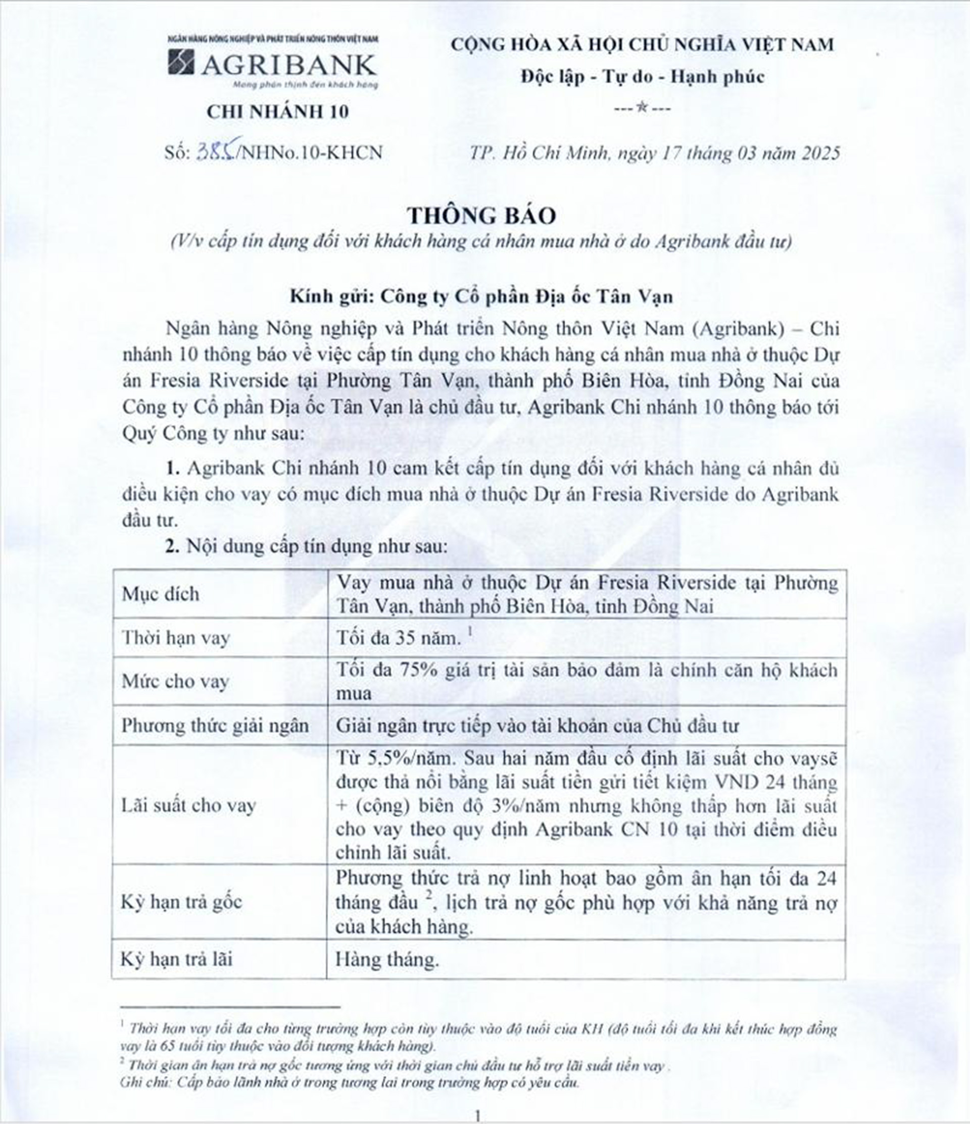 ngân hàng hỗ trợ Fresia Riverside