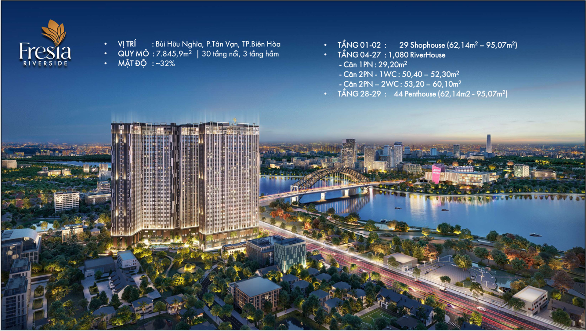 thiết kê căn hộ Fresia Riverside